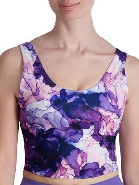 NWT Gaiam Flow Longline Sports Bra XXL Mysterioso Purple Olivia Print Yoga XXL